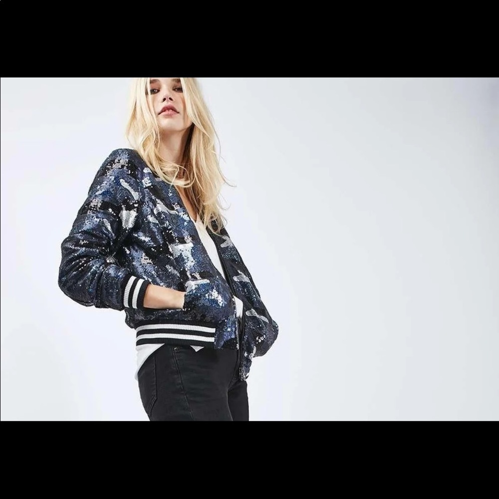 Sequin Bomber Jacket from Top Shop